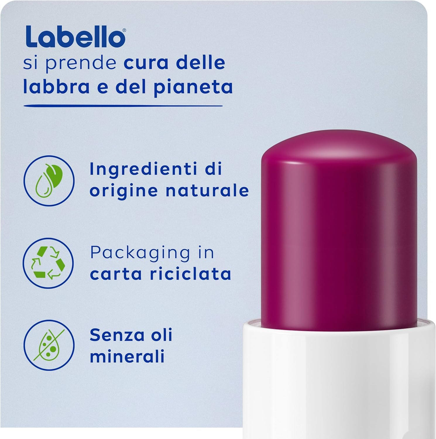 Labello Blackberry Shine Burrocacao Labbra 4.8 g, Balsamo Labbra Colorato All'Aroma Di More, Lip Balm Idratante 24H Con Ingredienti Naturali E Pigmenti Colorati