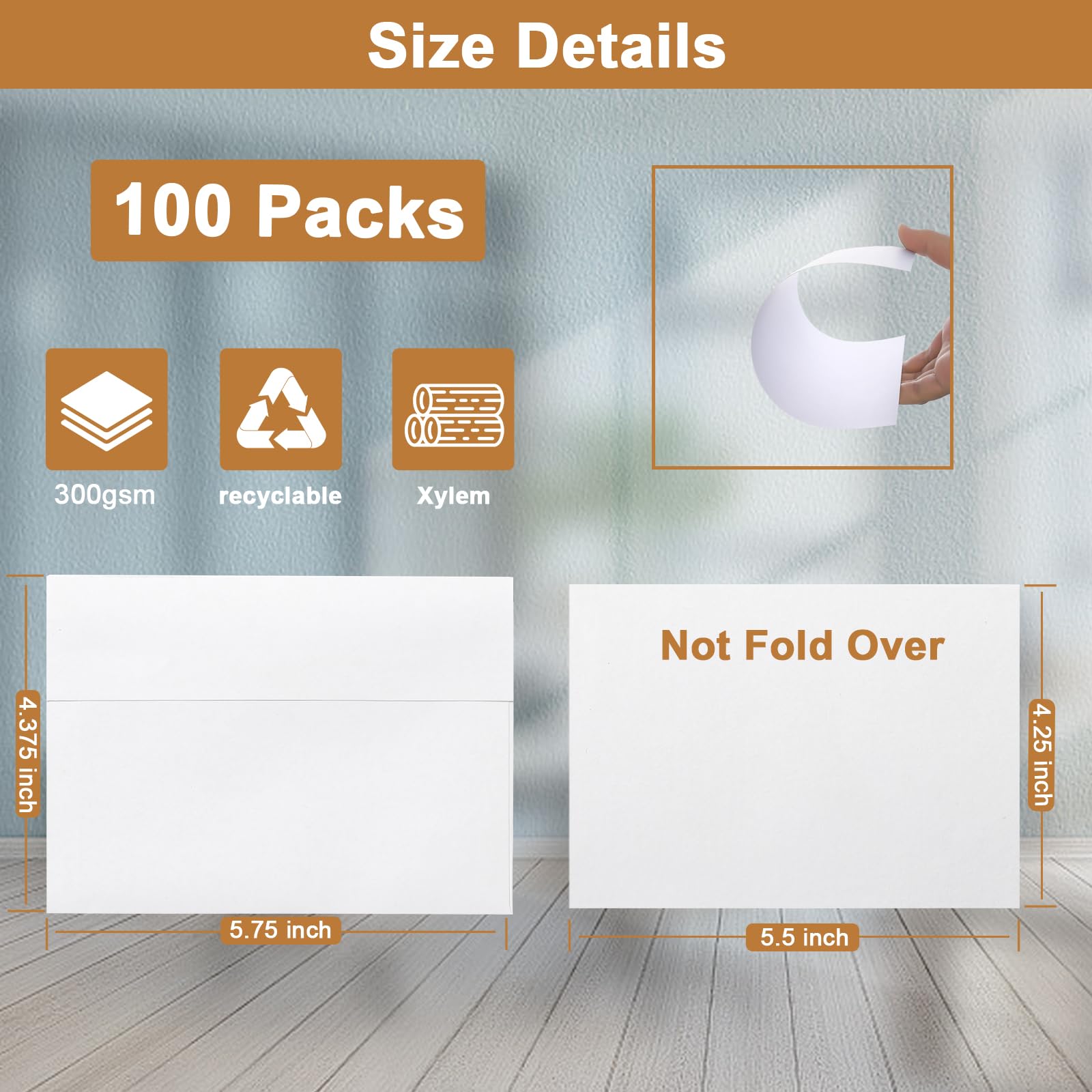 Silunkia Paquete de 100 tarjetas blancas en blanco y sobres de 4.25 x 5.5 pulgadas, cartulina desplegada pesada y sobres A2 imprimibles autosellables para tarjetas de felicitación, invitaciones de
