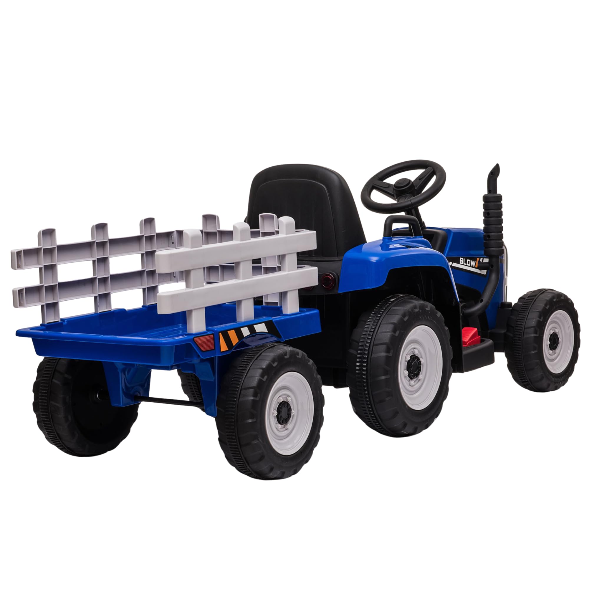 Tracteur Electrique Enfant avec remorque New Holland 12V de Babycar - Jouet Tracteur Electrique Enfant avec MP3 Licence Officielle et télécommande (Bleu)