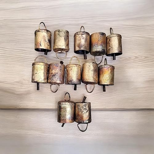 Miniatura 6 de Mango Gifts Campanas rústicas de hierro de 2 pulgadas, campanas para manualidades, campanas de taza, tintineo de metal rústico vintage, campanas de