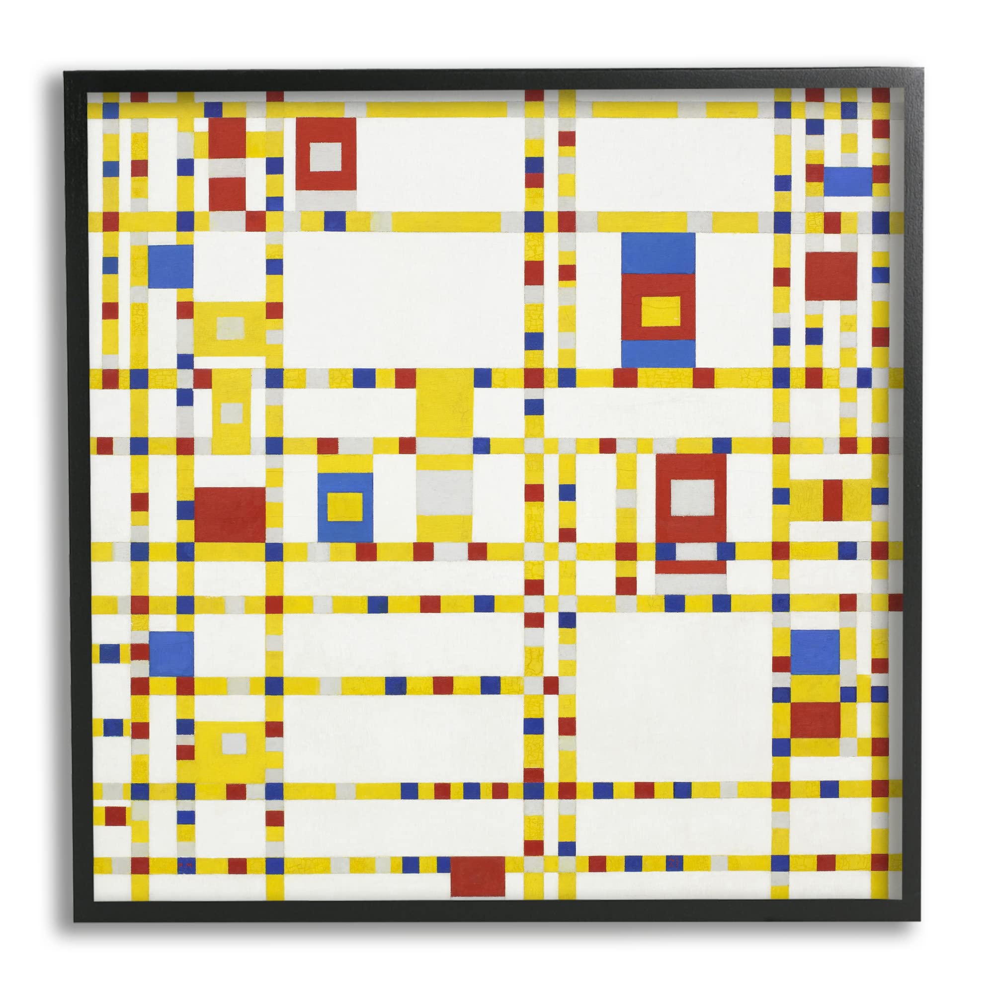 Stupell Industries Broadway Boogie Woogie Piet Mondrian Classic Abstract Painting Framed Wall Art, Design By one1000paintings