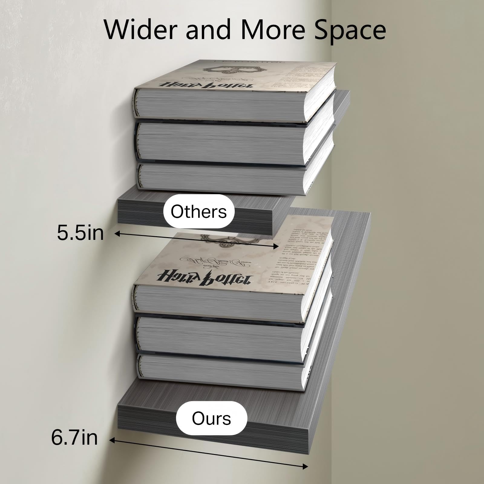 Grey Floating Shelves - Set of 2 -3