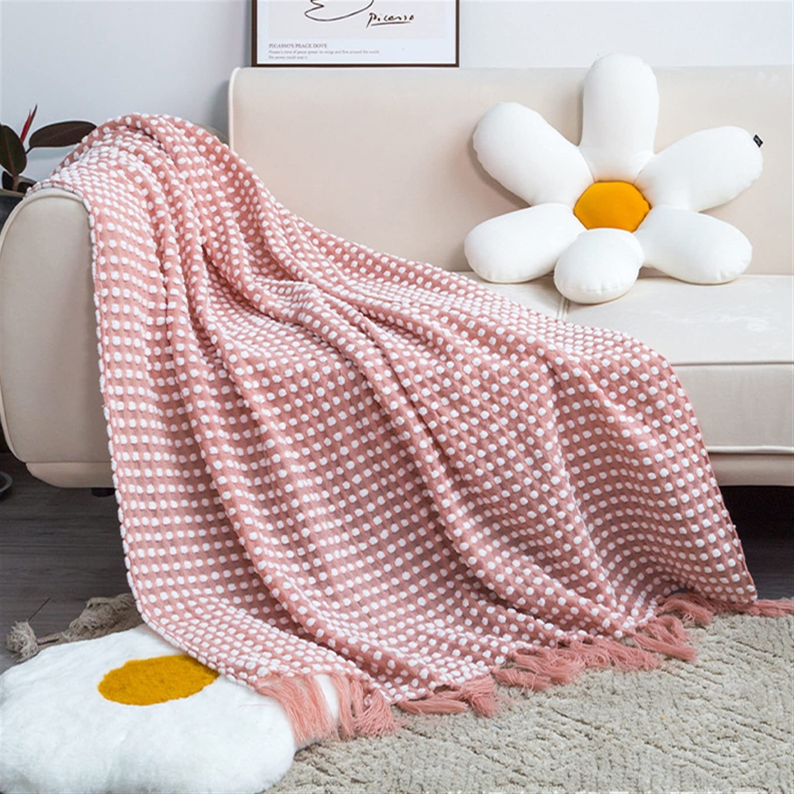 Couverture de canapé tricotée nordique 127x170cm plaid doux pour décoration