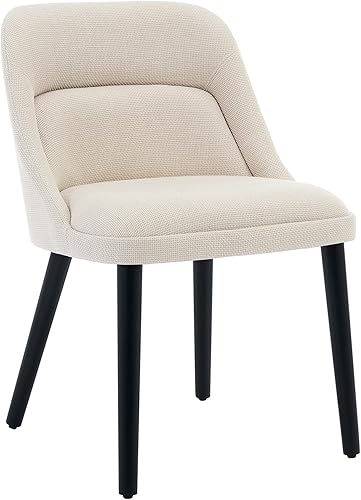 Miniatura 7 de GAOMON Juego de 2 sillas de comedor tapizadas, modernas sillas decorativas de tela de lino con patas de madera, cómodas sillas laterales para