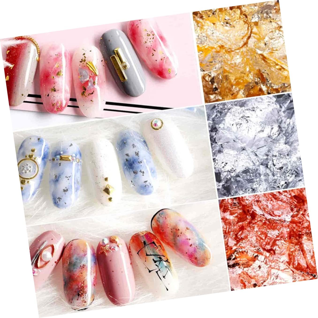 3 Set Lamina D'oro Per Nail Art Paillettes Per Unghie Lamina Glitter Per Unghie Scaglie Di Lamina Per Unghie Pigmento Per Unghie Decalcomanie Per Unghie Foglia D'oro Dipinto