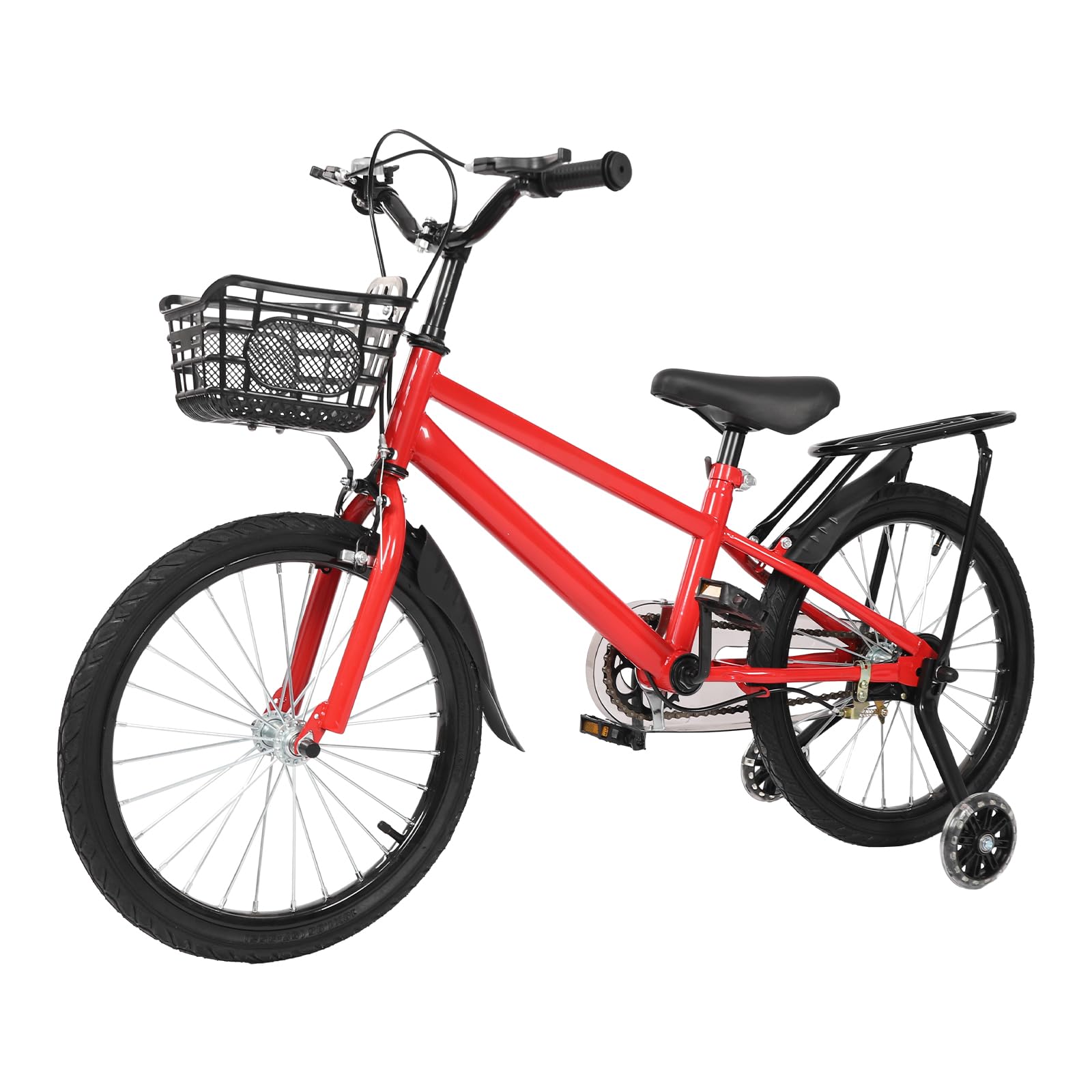 Kids Bike,18 Inch Children Bicycle for kids Ages 6-8 Years Old,Toddler Tricycle with Training Wheels and Front Basket,Armrest Height and Seat Height Adjustable Design,Multiple Color Options (Red)