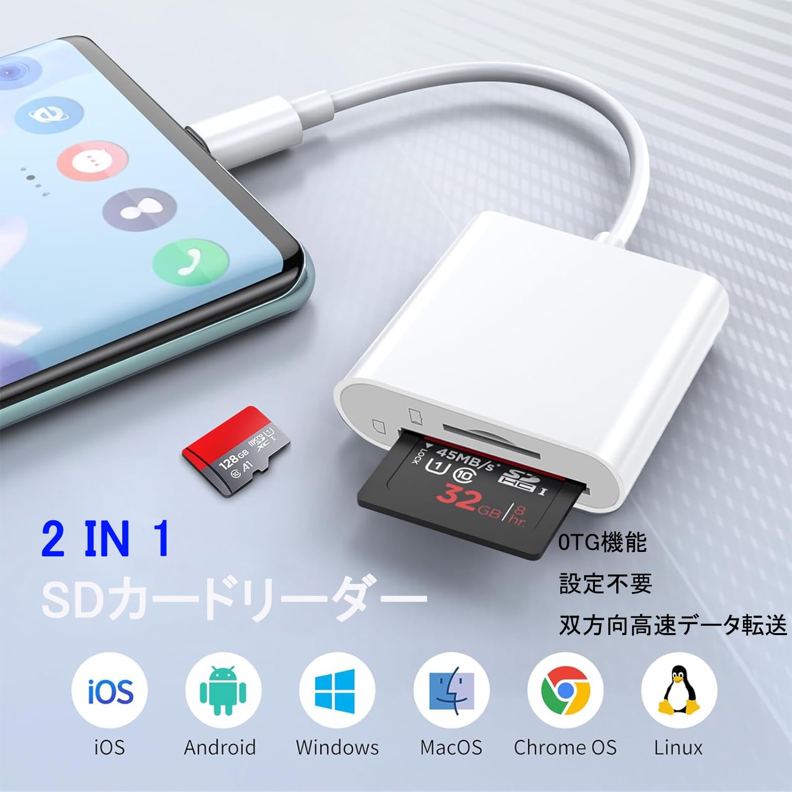 Amazon.co.jp: type-c カードリーダー SDカードリーダー 2in1 SD TF