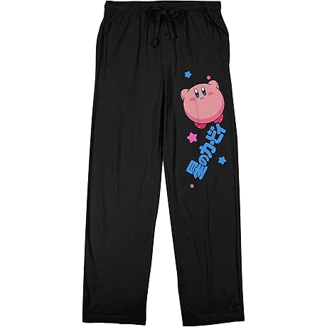 Kirby Floating Character Men's Black Sleep Pajama Pants
