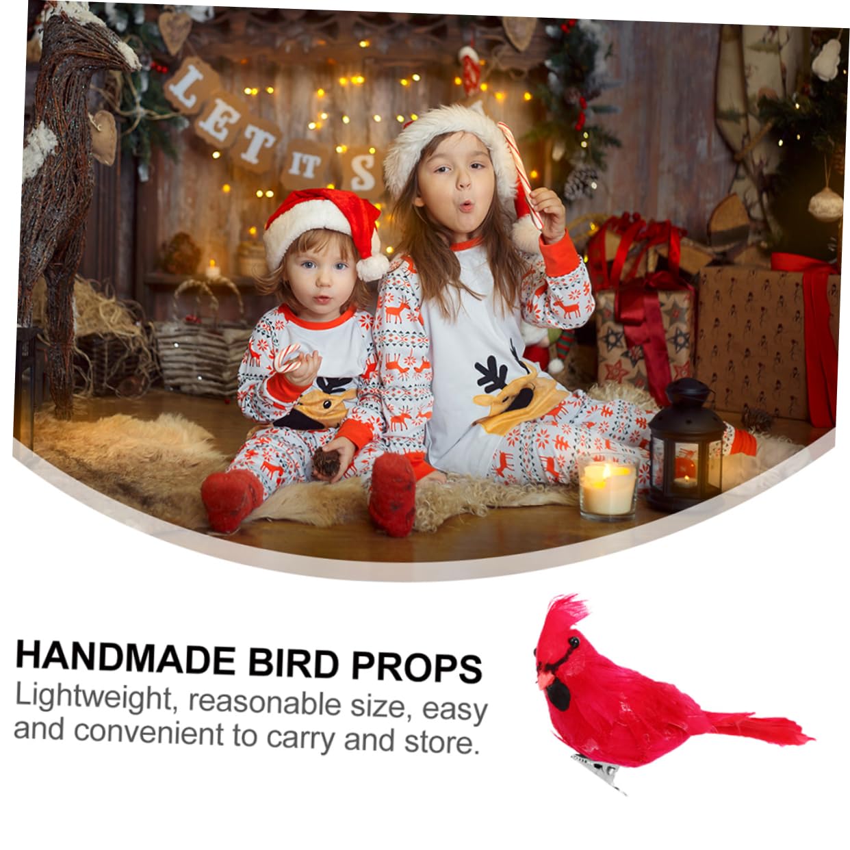 TOPBATHY 2 Series Adornos Navideños De Pájaros Artificiales con Clip De Decoración con Rojas para Árboles De Navidad Y Accesorios para Fotografía Y Decoración 10 Piezas*2