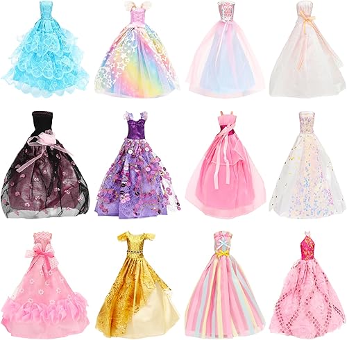 Miniatura 2 de SOTOGO 12 piezas de ropa de muñeca para niña de 11.5 pulgadas, vestidos de muñeca hechos a mano, vestidos de boda, vestidos de noche, vestidos de