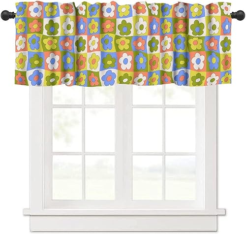 Miniatura 28 de Cenefa de cortina de cocina con diseño de arcoíris retro de los años 60 y 70, diseño de dibujos animados, estilo bohemio, floral, estilo bohemio,