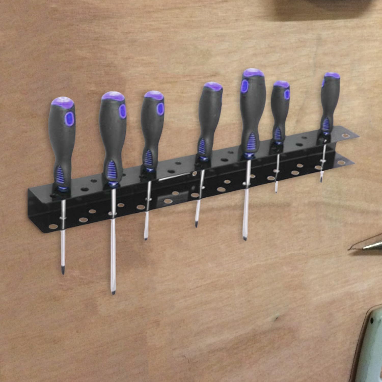 2 Pezzi Set Porta Attrezzi da Parete, Porta Pinze da 40 cm e Porta Cacciavite da 40 cm, in Acciaio al Carbonio, per Organizzare Officina, Capannone, Garage (Nero)