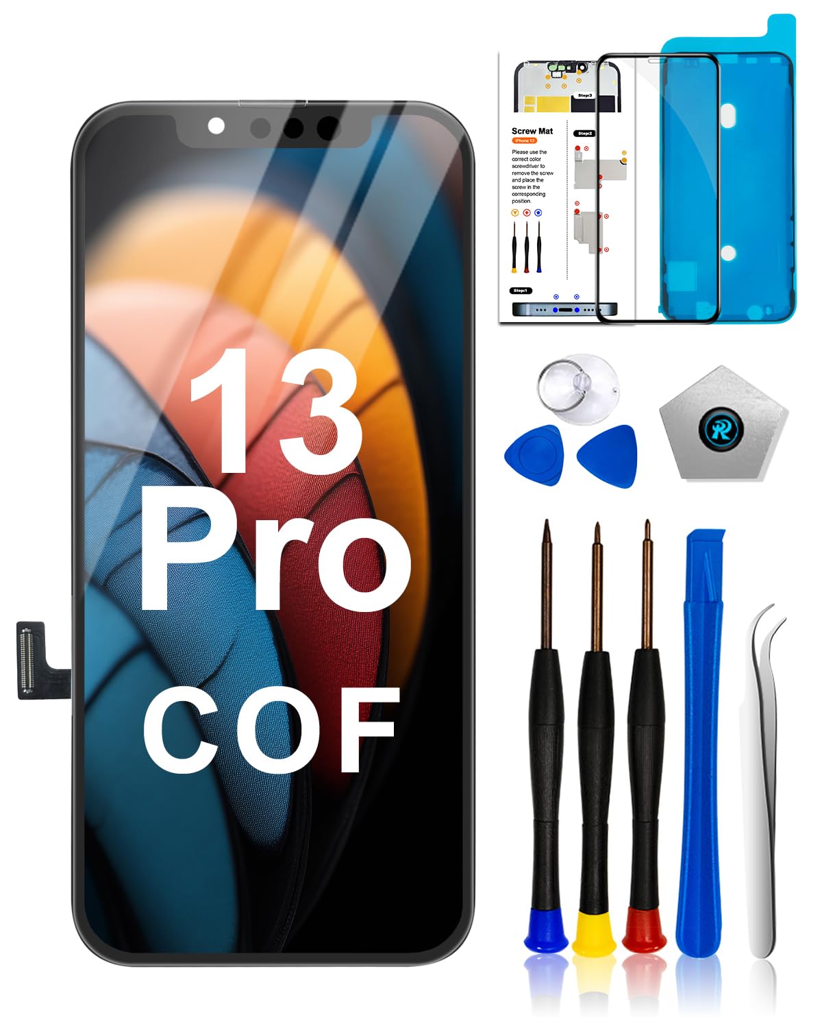 Écran De Remplacement OLED Pour IPhone 13 Pro - 6,1 Pouces - Inclus Kit D’outils - Compatible Modèles A2638, A2636, A2639, A2640 - 2