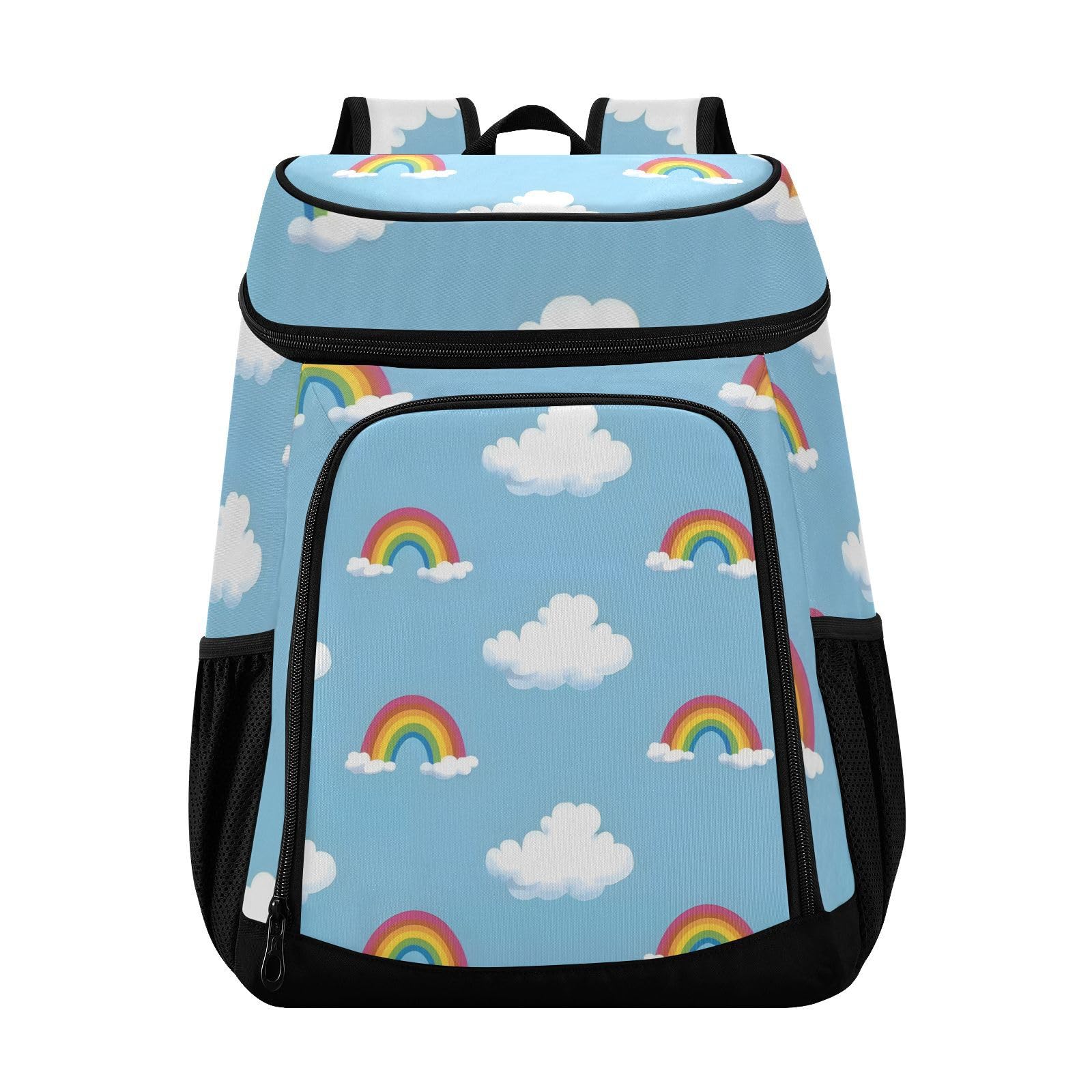 Clouds Rainbows Blue Cooler Backpack Cooler Insulated Leak Proof Lunch Backpack 36 Cans Waterproof Soft for Men Women Picnic Hiking Camping Beach