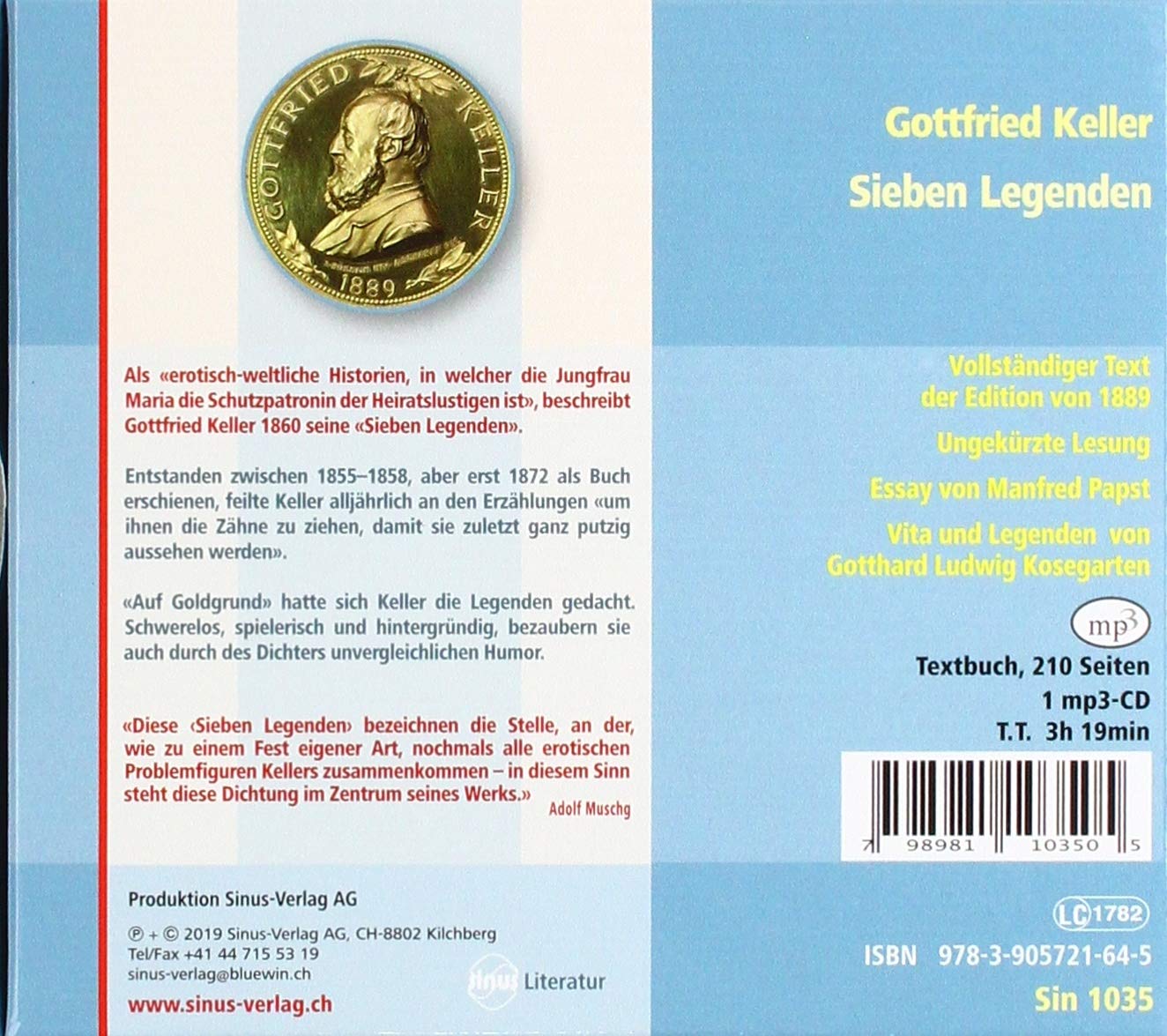 Sieben Legenden: Buch UND Hörbuch, 1 MP3-CD, 1 Textbuch (Sinus Literatur. Buch und Hörbuch)