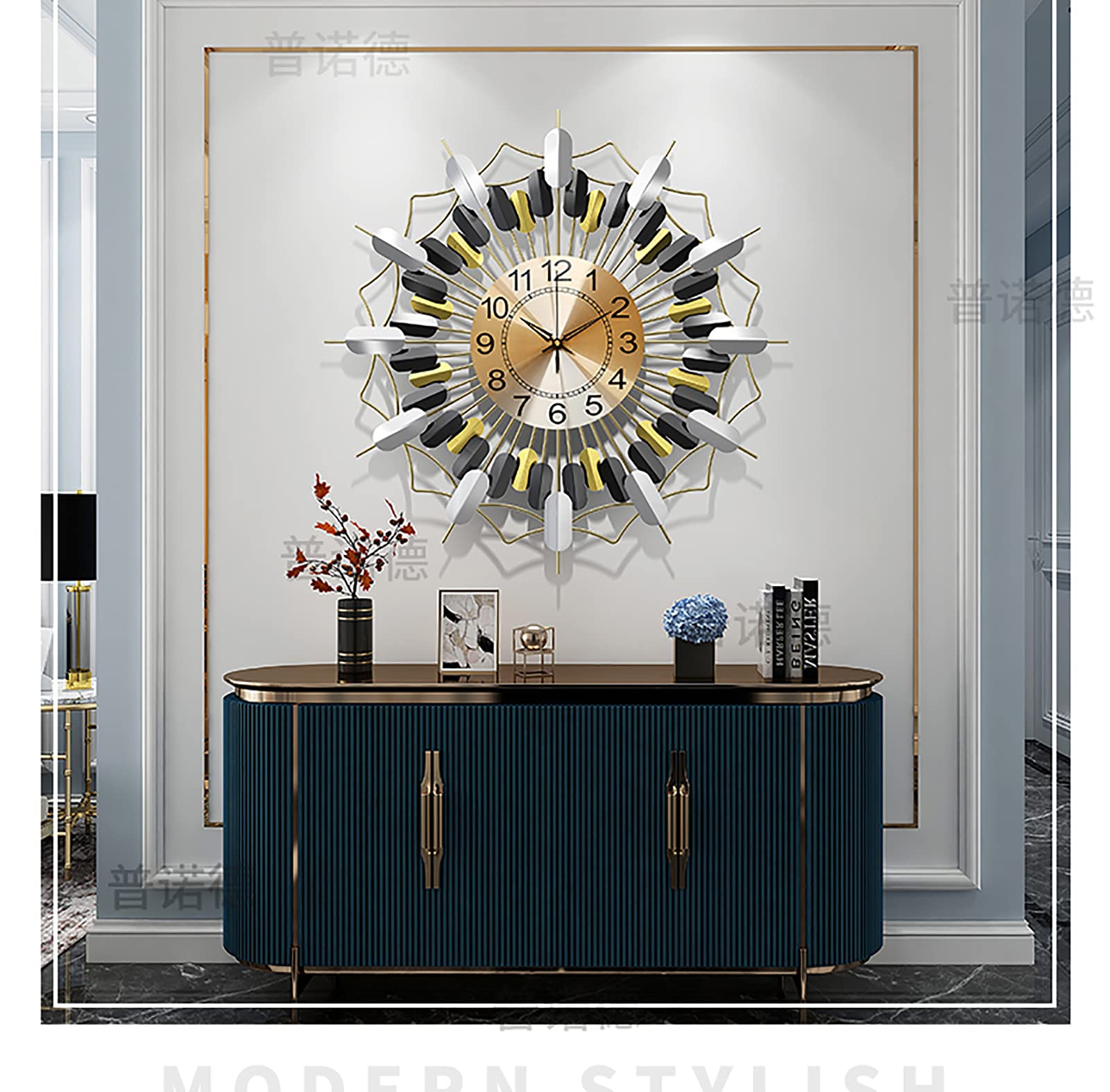 Amazon.co.jp: ミッドセンチュリー サンバーストクロック 大型