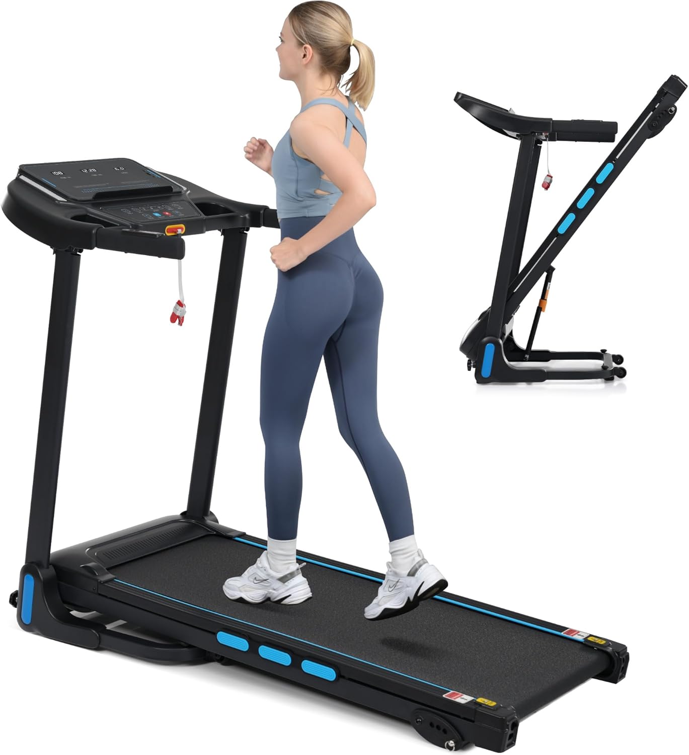 3.5HP Hydraulic Auto Foldable Treadmill, 6% Incline, 10MPH, 350Lbs Capacity, Heart Rate Sensors, Type C & USB Charge, Bluetooth Speaker