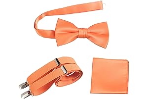 Mens Adjustable Orange Suspender and Bow Tie
