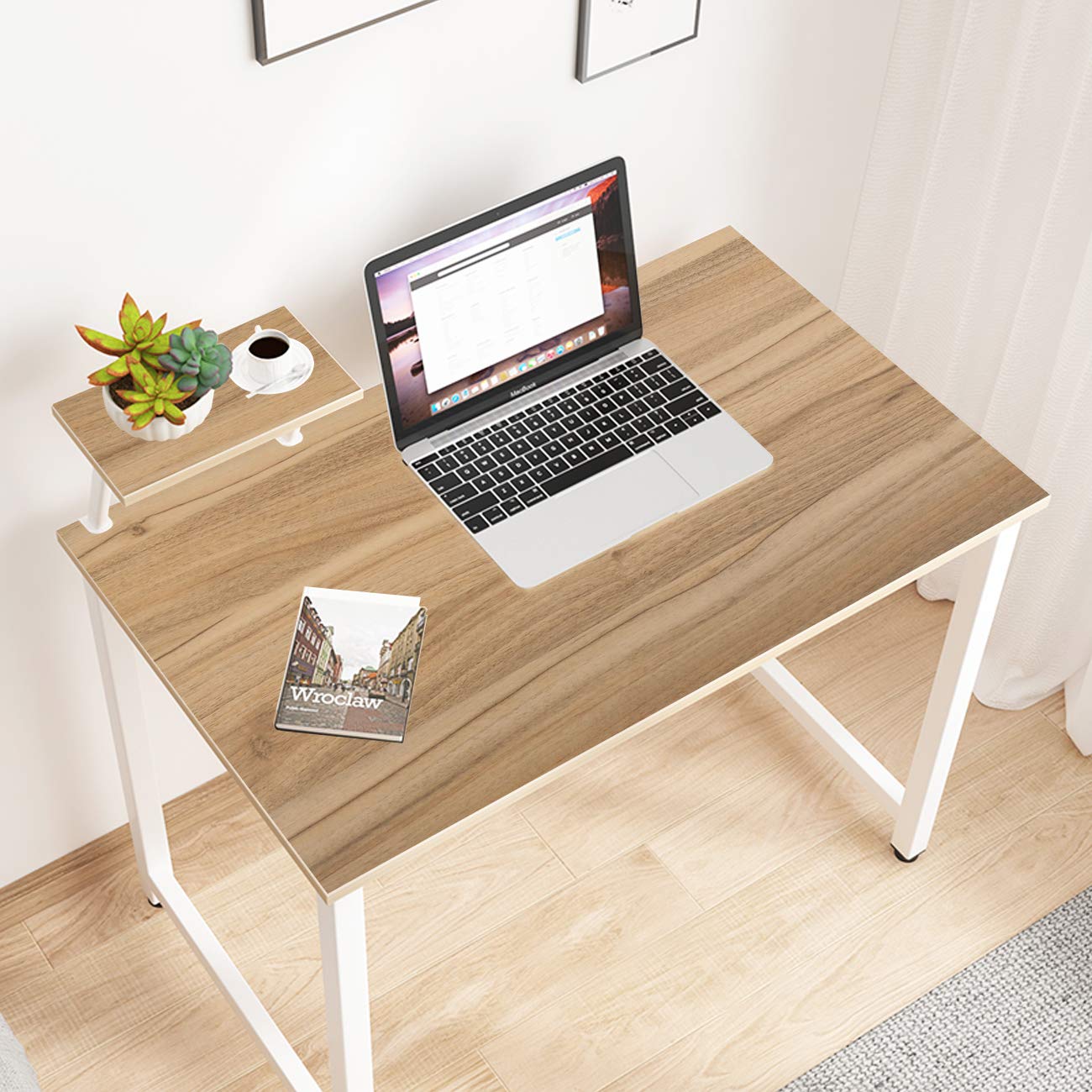 soges Scrivania 80 cm Computer di Legno Tavolo Ufficio Studio a Casa Tavolo per Scrivere Stazione di Lavoro Quercia