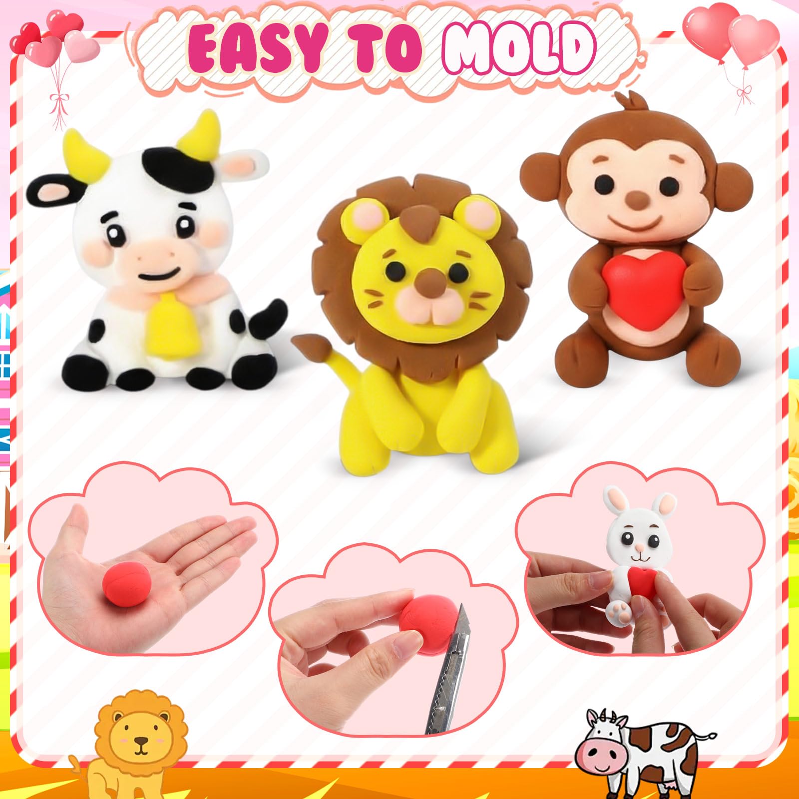 Capoda 18 set di argilla secca ad aria per San Valentino, kit fai da te modellazione fai da te argilla arti e mestieri regali San Valentino kit artigianali per progetti scolastici bomboniere per feste