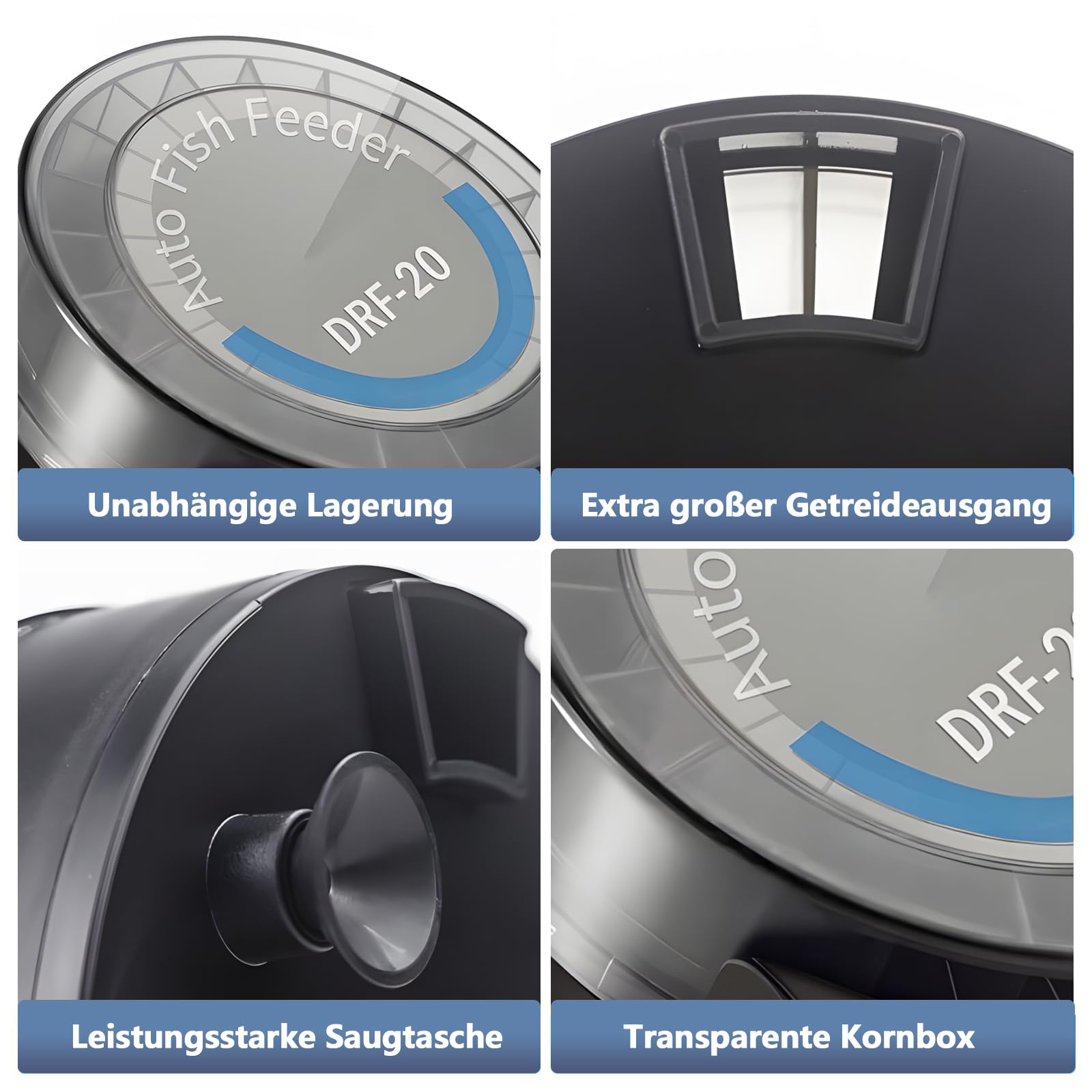 Futterautomat Aquarium, Automatischer Fischfutterautomat für Aquarium mit Timer – Einstellbarer Fischfutter Automat für Pellets & Granulat, Batteriebetriebenes