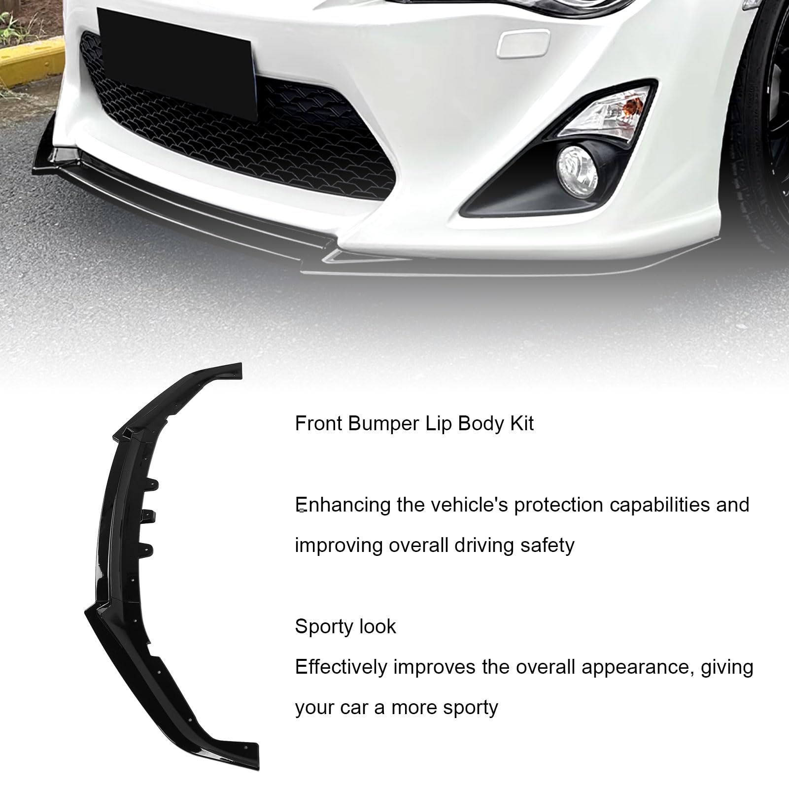VBESTLIFE 3 Szt Przedni Zderzak Spoiler Zestaw Błyszczący Czarny do GT86