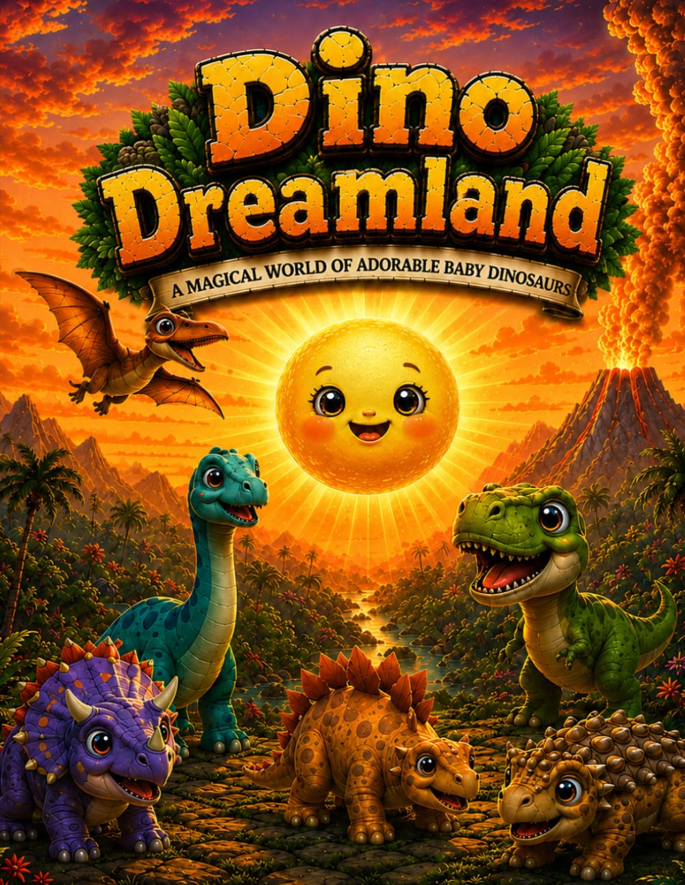Dino Dreamland: 60 Adorable Baby Dinosaurs and Magical Dinosaur Landscapes to Color
