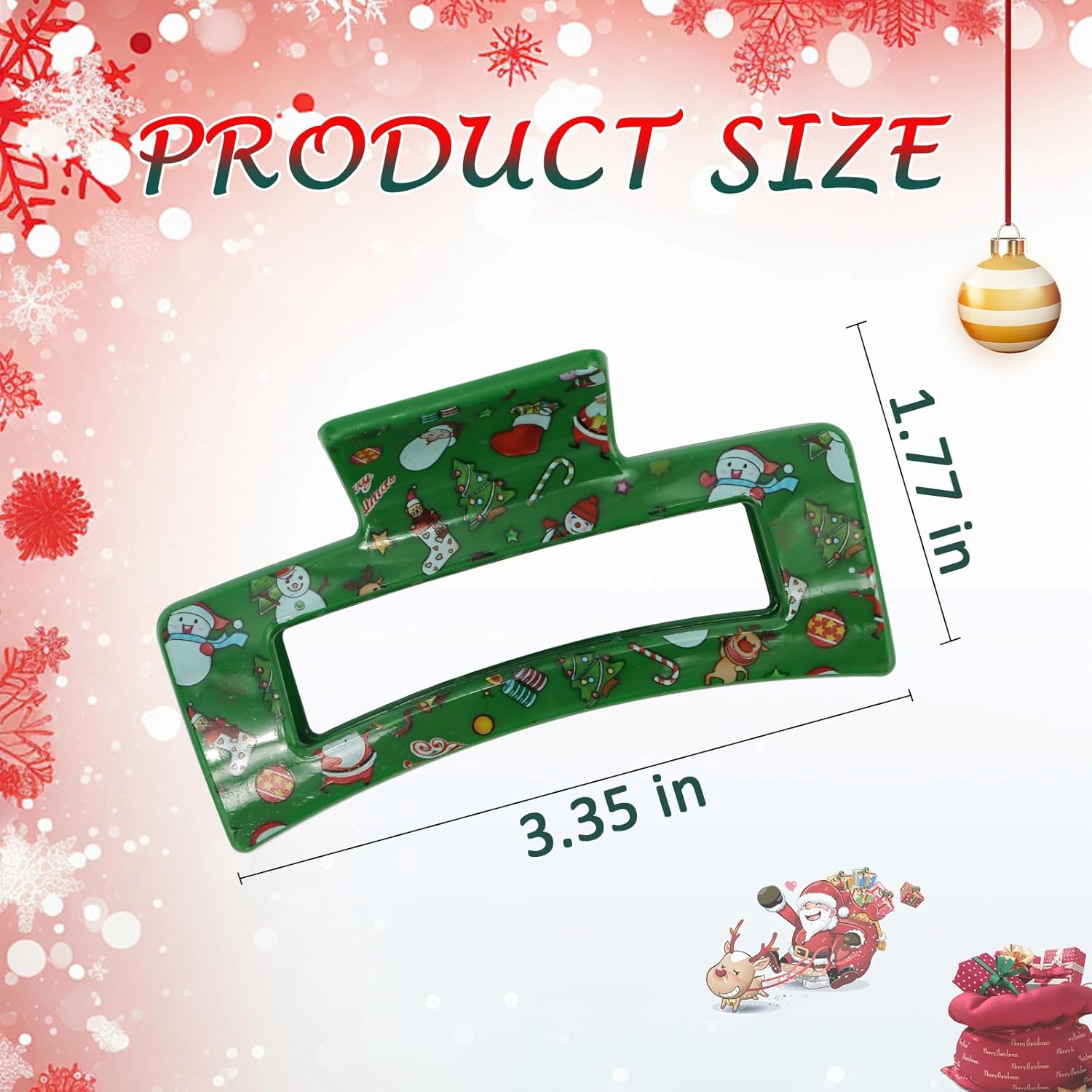 Christmas Hair Claw Clips 3Pcs Set: Strong Hold Festive Clips for Women & Girls, Santa Holiday Hair Accessories for Party Outfits, Stocking Stuffer Gift - Image 3