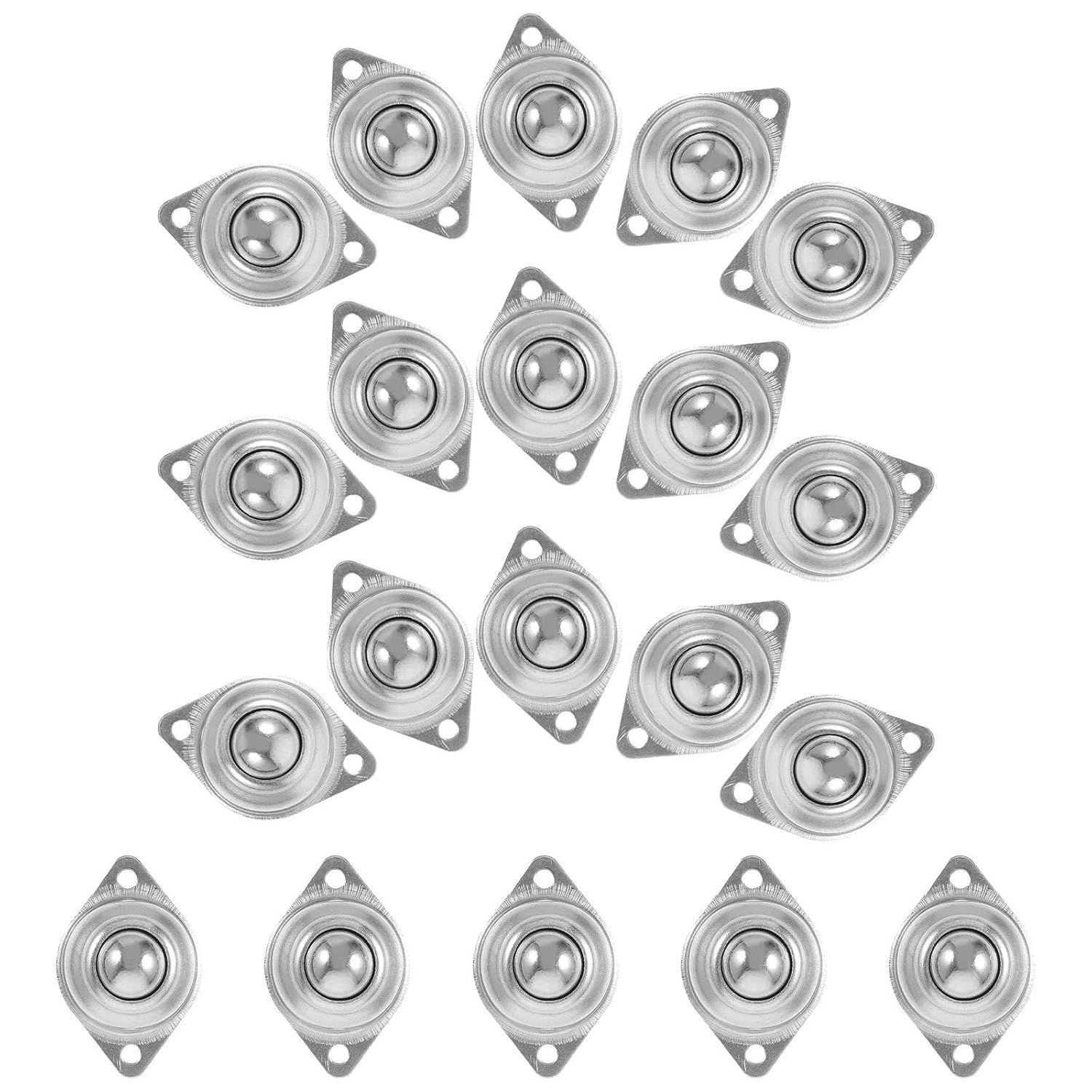 Ipetboom 20pcs Universal 360 Degree Steel Ball Caster Wheels, Screw Mounted Roller Ball Transfers for Material Handling, Furniture, and Industrial Load Bearing