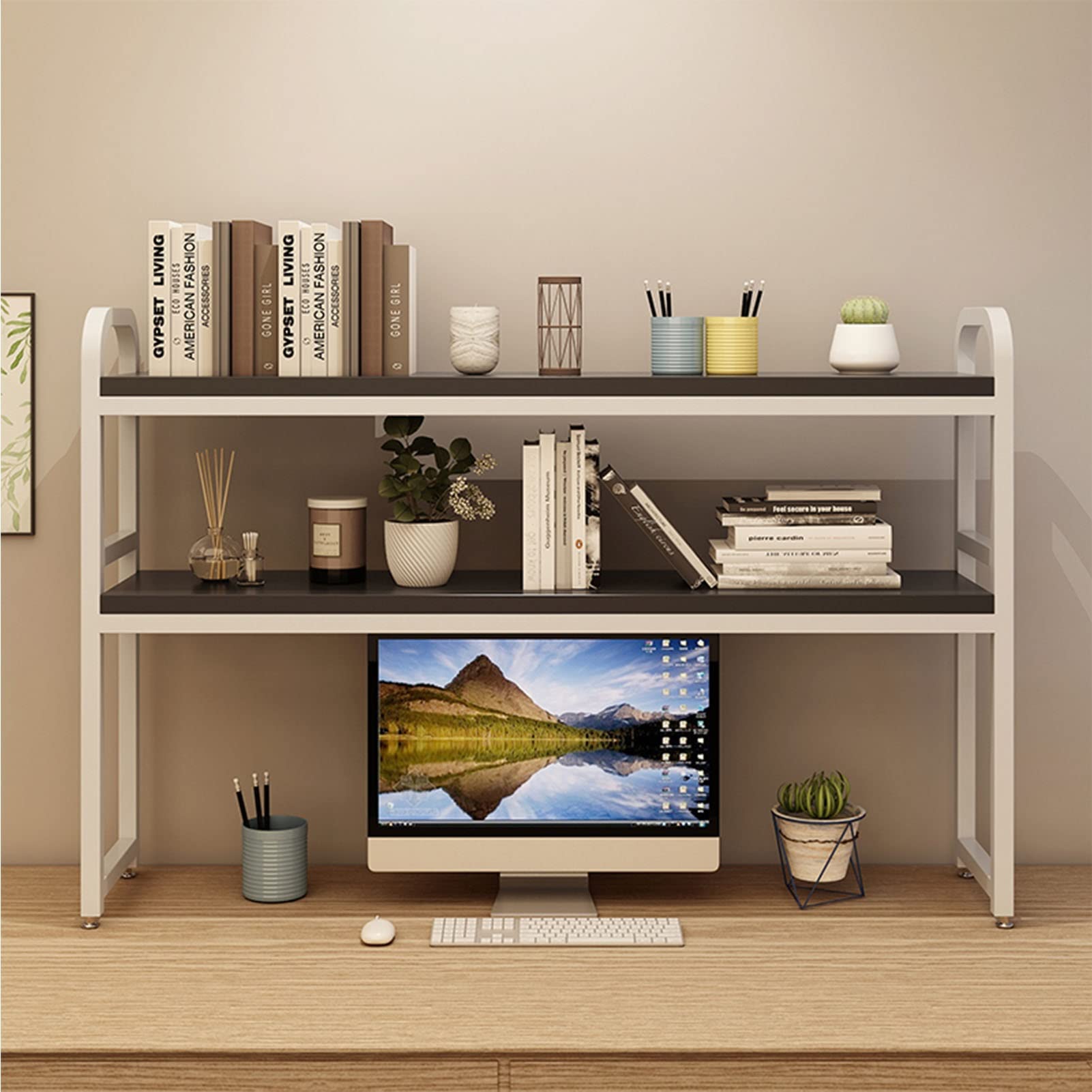 k Rack - 2 Tiers Wrought Iron Printer Stand, Living Room Multifunctional Display Rack, Dormitory Multi-Layer Storage Rack, for ks Living Room Dormitory, 85 * 25 * 90cm