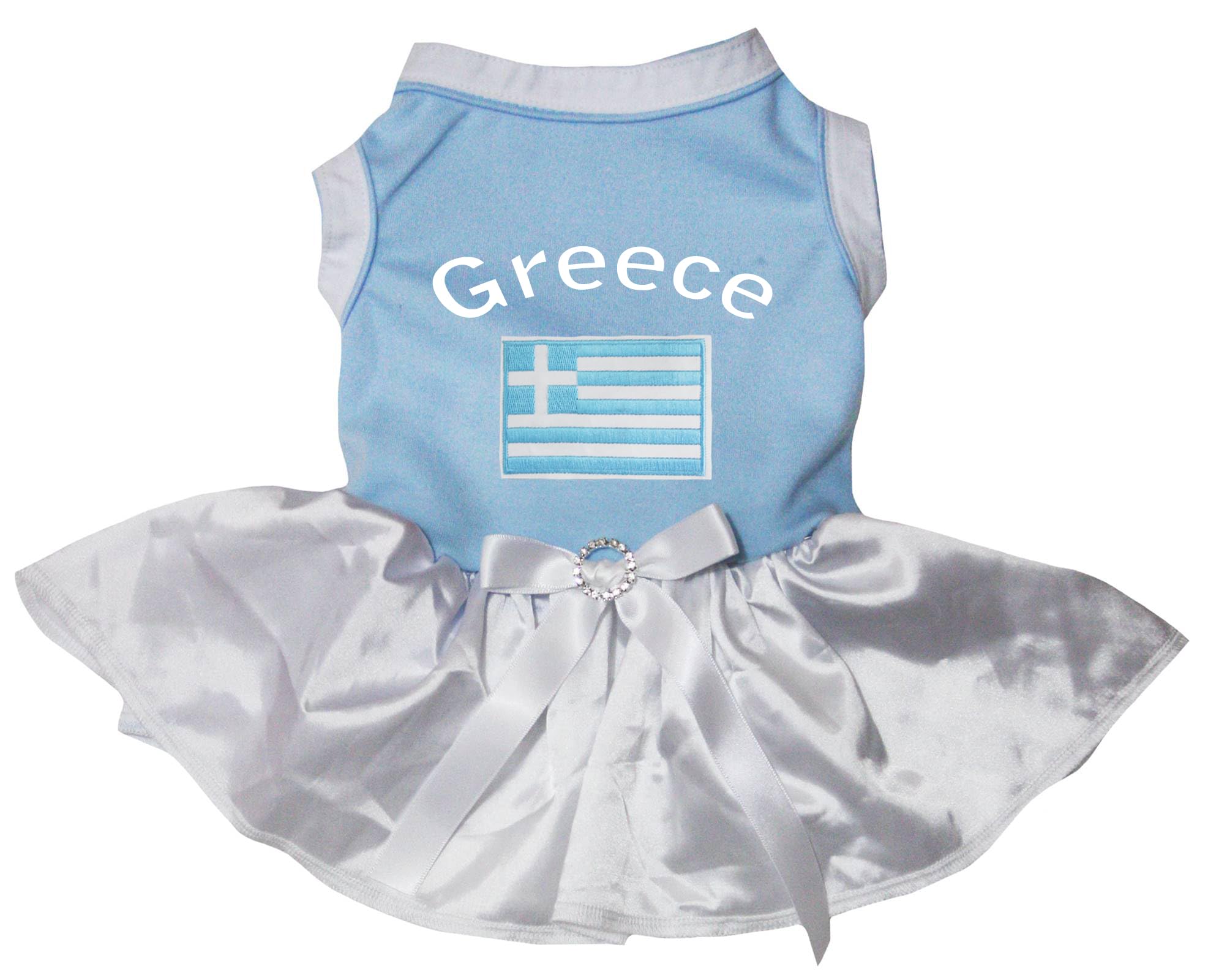 Robe pour chien bleu et blanc à motif Greece & Flag vêtement respirant taille L