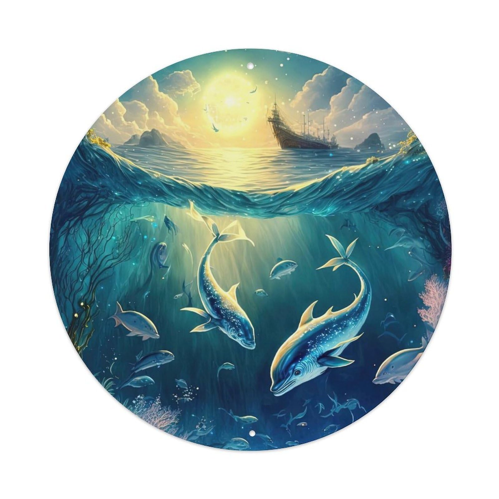 Dolphin Sea Fish Marine Life Underwater Ocean Metal Tin Sign