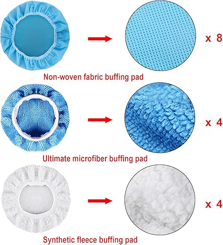 Miniatura 3 de SIQUK 26 almohadillas de pulido de automóvil de 6 pulgadas, kit de almohadillas de pulido de espuma, almohadillas de cera para pulir capos de cera,