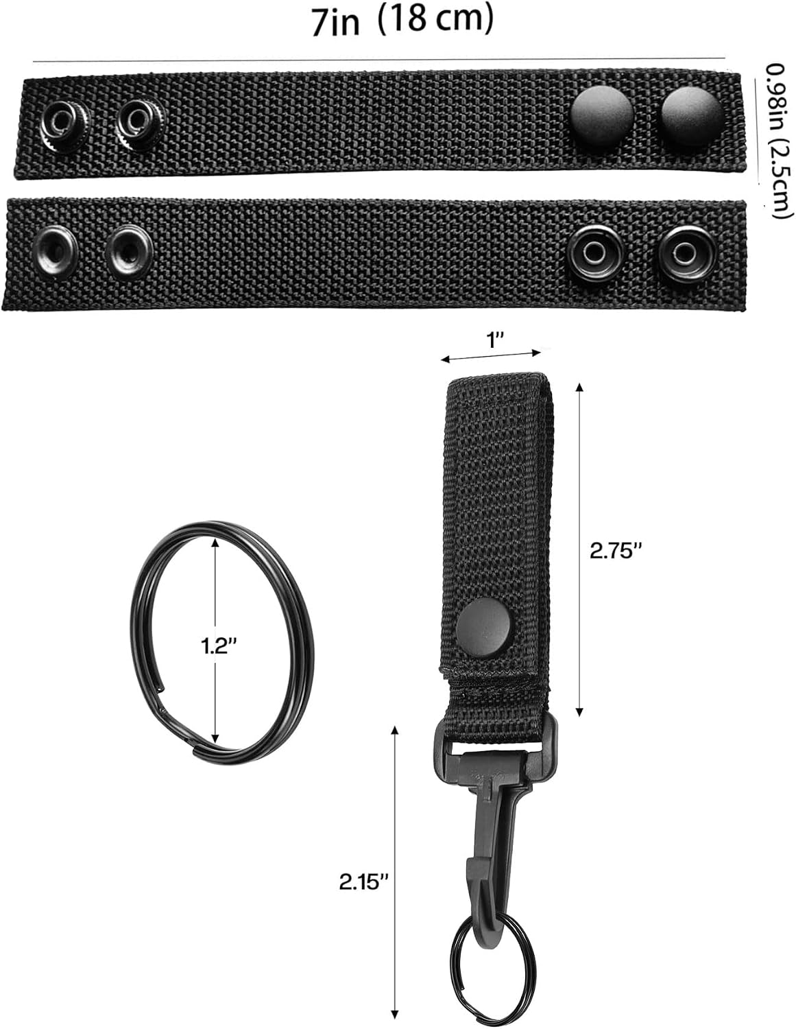 Heavy Duty Belt Keepers Belt Clips, Nylon Tactical Belt Key Holder,Police Security Law Enforcement Accessories