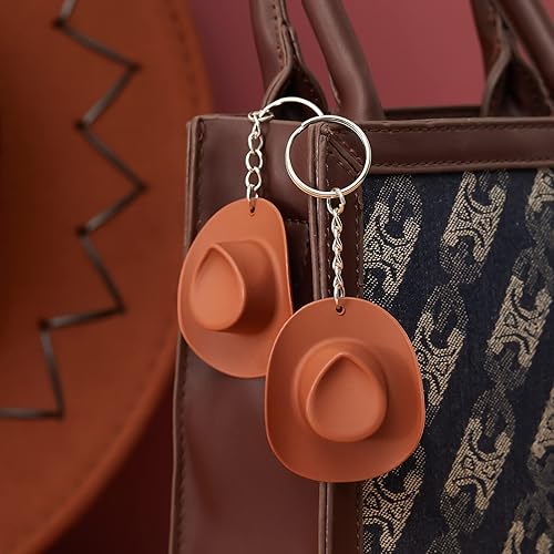 Miniatura 6 de Sureio 12 piezas de vaquera vaquera despedida de soltera decoración de plástico mini sombrero occidental llavero para despedida de soltera fiesta de