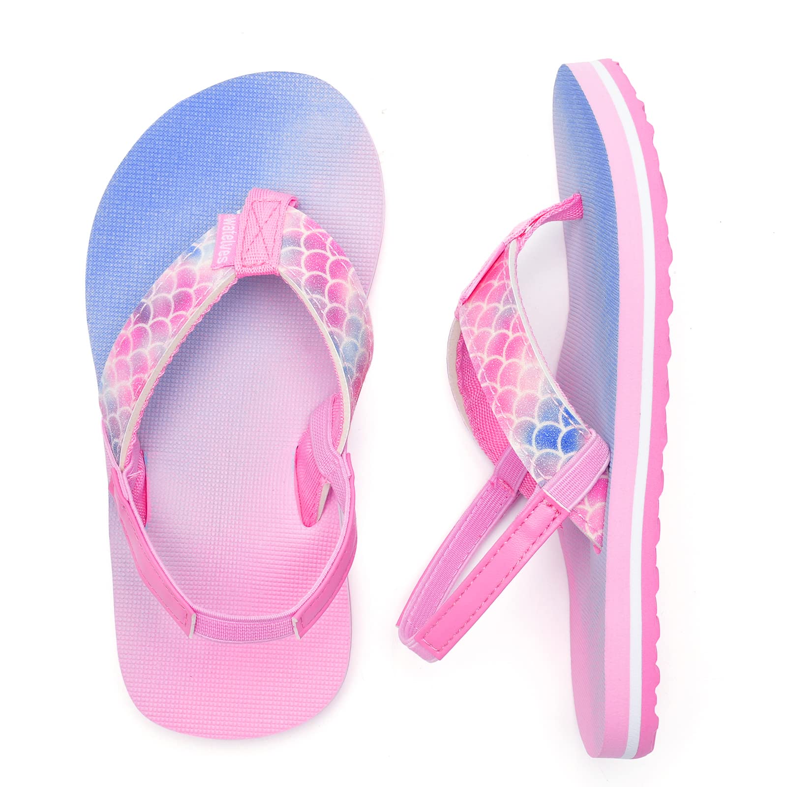 WateLves Girls & Boys Kids Flip Flop summer Slide Sandals Slip on Suitable for Bath Shower Beach pool (Little Kid/Big Kid)