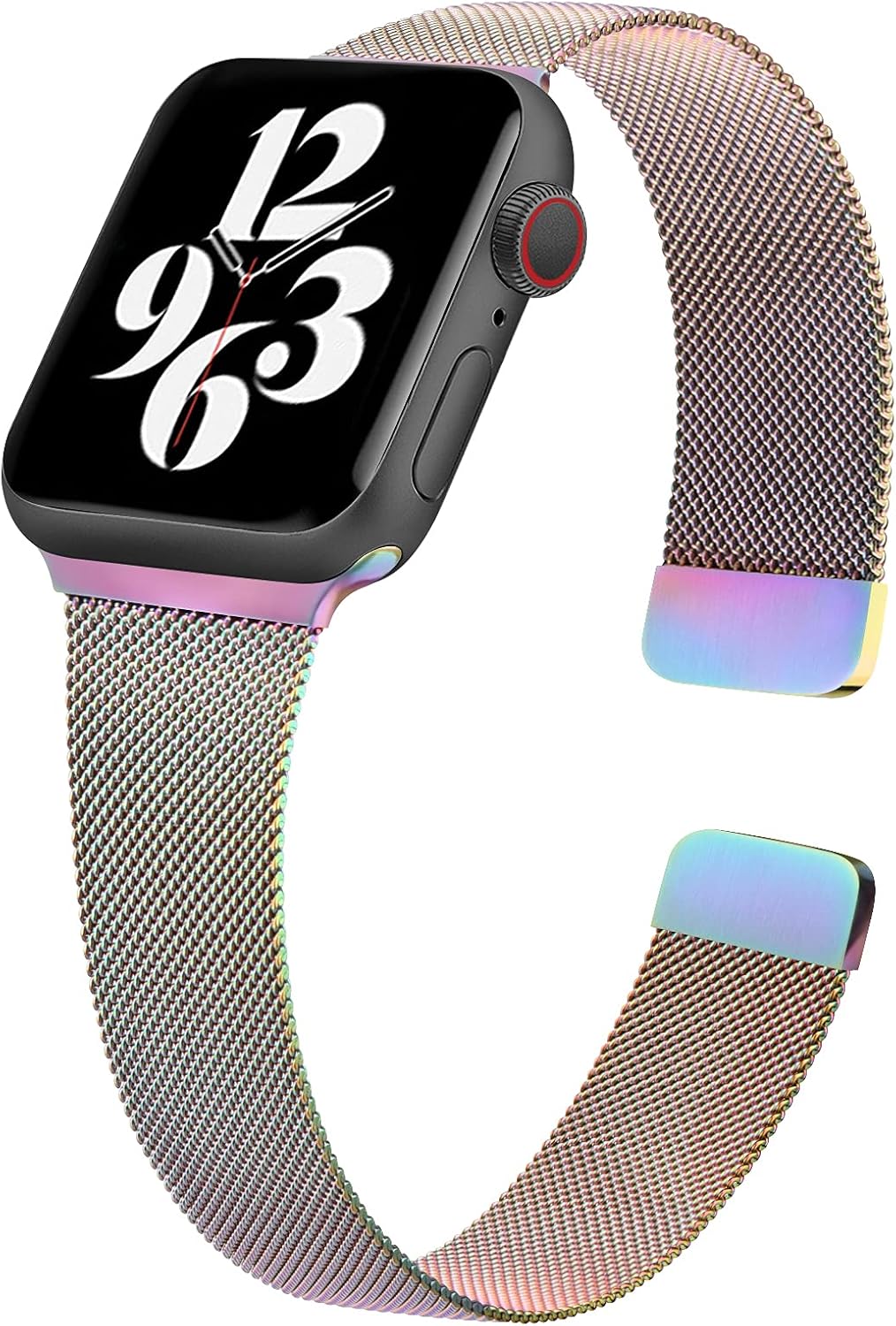 Mugust Metal Band Compatible with Apple Watch Band 38mm 40mm 42mm 44mm, Stainless Steel Mesh Strap Replacement for iWatch Series 6 5 4 3 2 1 SE (Colorful, 42mm/44mm)