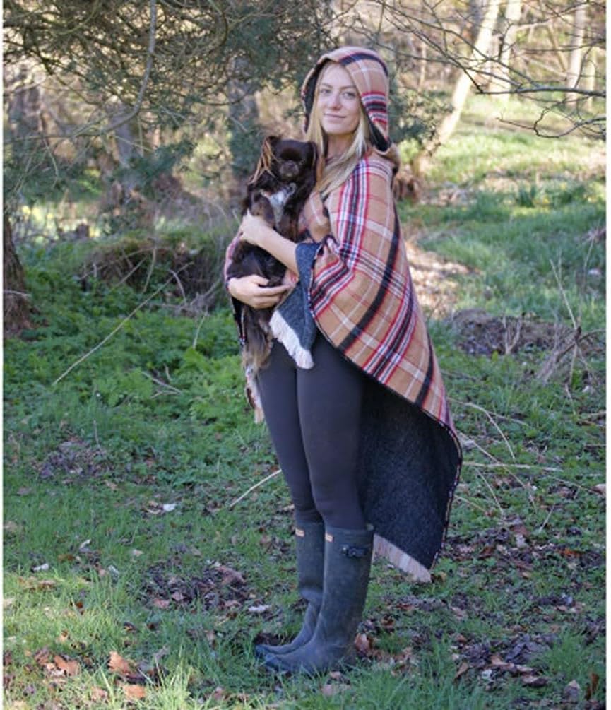 Glen Appin Tartan Design Hooded Poncho Soft Feel Warm Double Sided Traditional