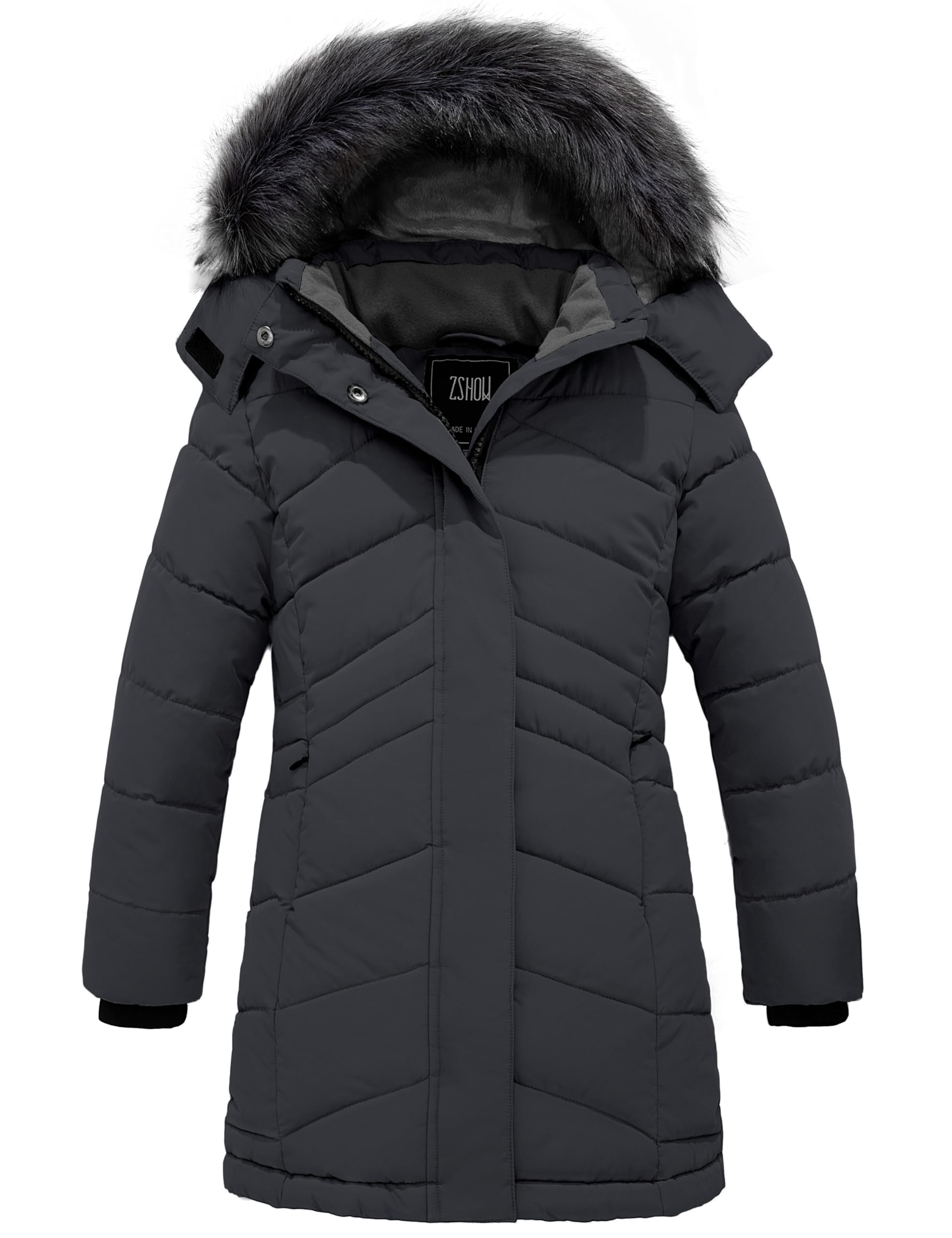 ZSHOW Girls' Winter Coat Insulated Long Quilted Puffer Jacket Snow Parka