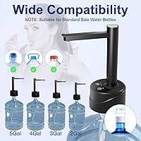 Vista 5 de Latedaux - Dispensador de botellas de agua eléctrica de escritorio de doble uso, de 5 galones, carga USB tipo C, bomba automática de botella de agua