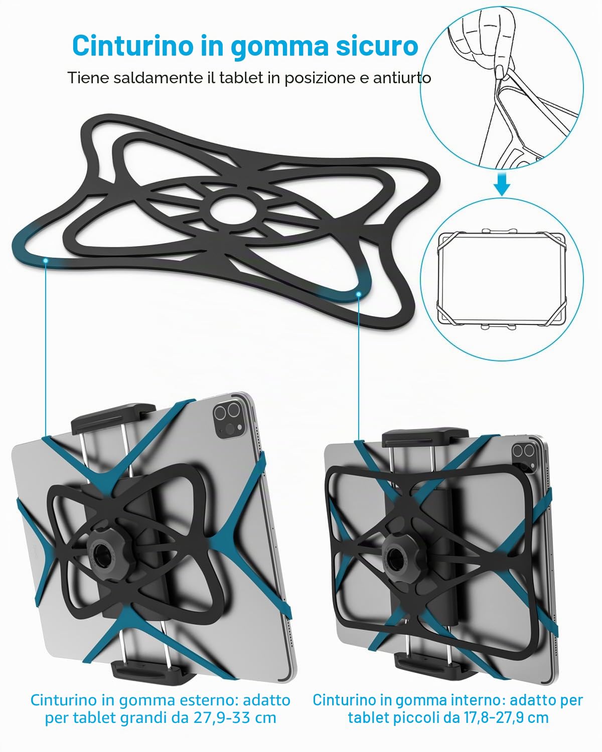 Supporto Tablet per Barca, Metallo Braccio Porta Tablet Barca per iPad Pro 13 12.9 11 9.7, iPad 11", iPad Air Mini, Galaxy Tab S A, Tab M10 M11, iPhone, 4~13" Tablets & Telefono