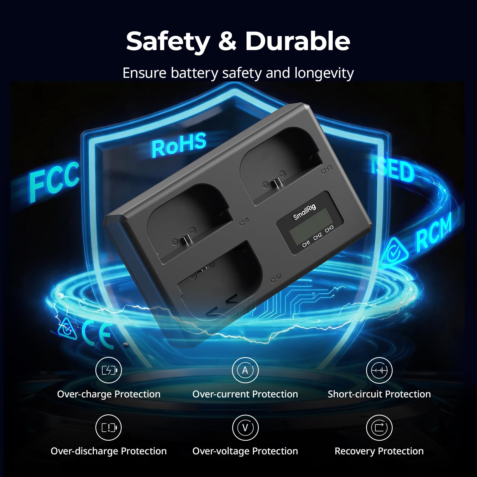 SMALLRIG Kit de Batterie LP-E6NH appareils pour Canon, Chargeur LCD Triple Emplacement avec 3 Batteries 1940 mAh, décodage Complet pour Canon EOS R6 Mark II, R5, R6, R7, R5C, 5D Mark II/III/IV -6017