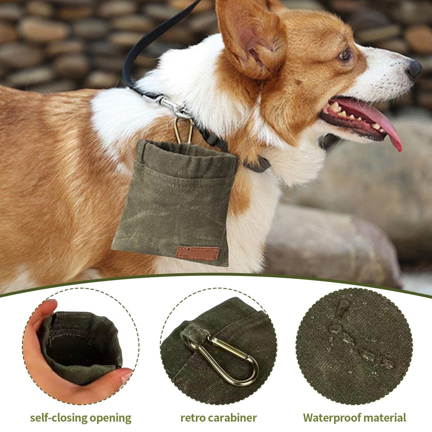 Confezione da 2 Sacchetti Snack per Cani, Sacchetti Portatili per Cibo per Cani, Sacchetti Snack per Addestramento Cani, Sacchetti per Alimentazione Animali Domestici, Accessori per Cani