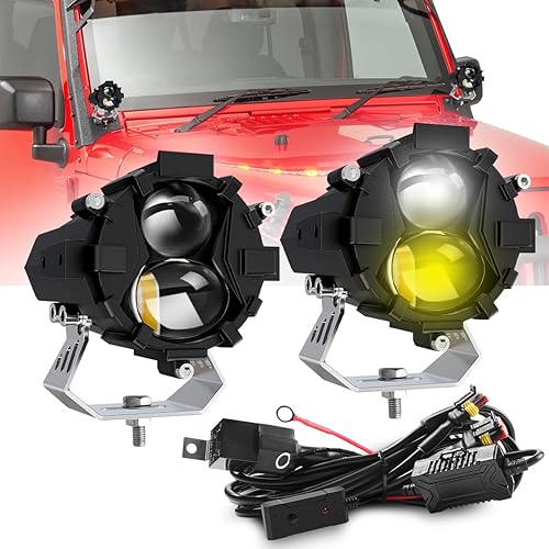 Luces LED redondas para todo terreno, luces LED redondas de 3.5 pulgadas, luces de conducción LED ámbar y blanco, luces estroboscópicas con 6