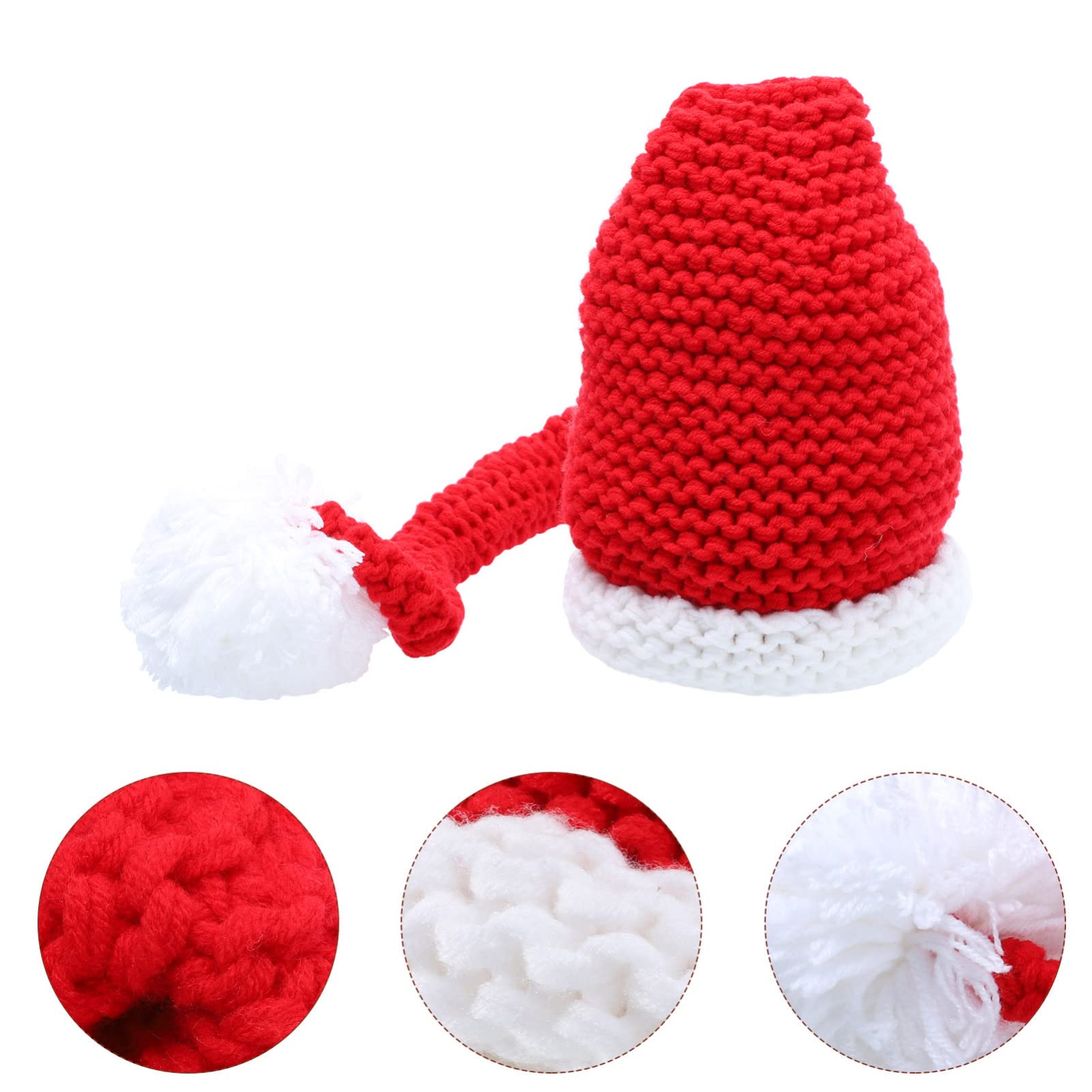CALLARON Hut Babykleidung -Outfit Motorhaube Neugeborenes Gestrickte Weihnachtsmütze -urlaubsmütze Urlaubsstrickmützen Weihnachtslanger Häkeln Zopfhaube Babys Rot Garn
