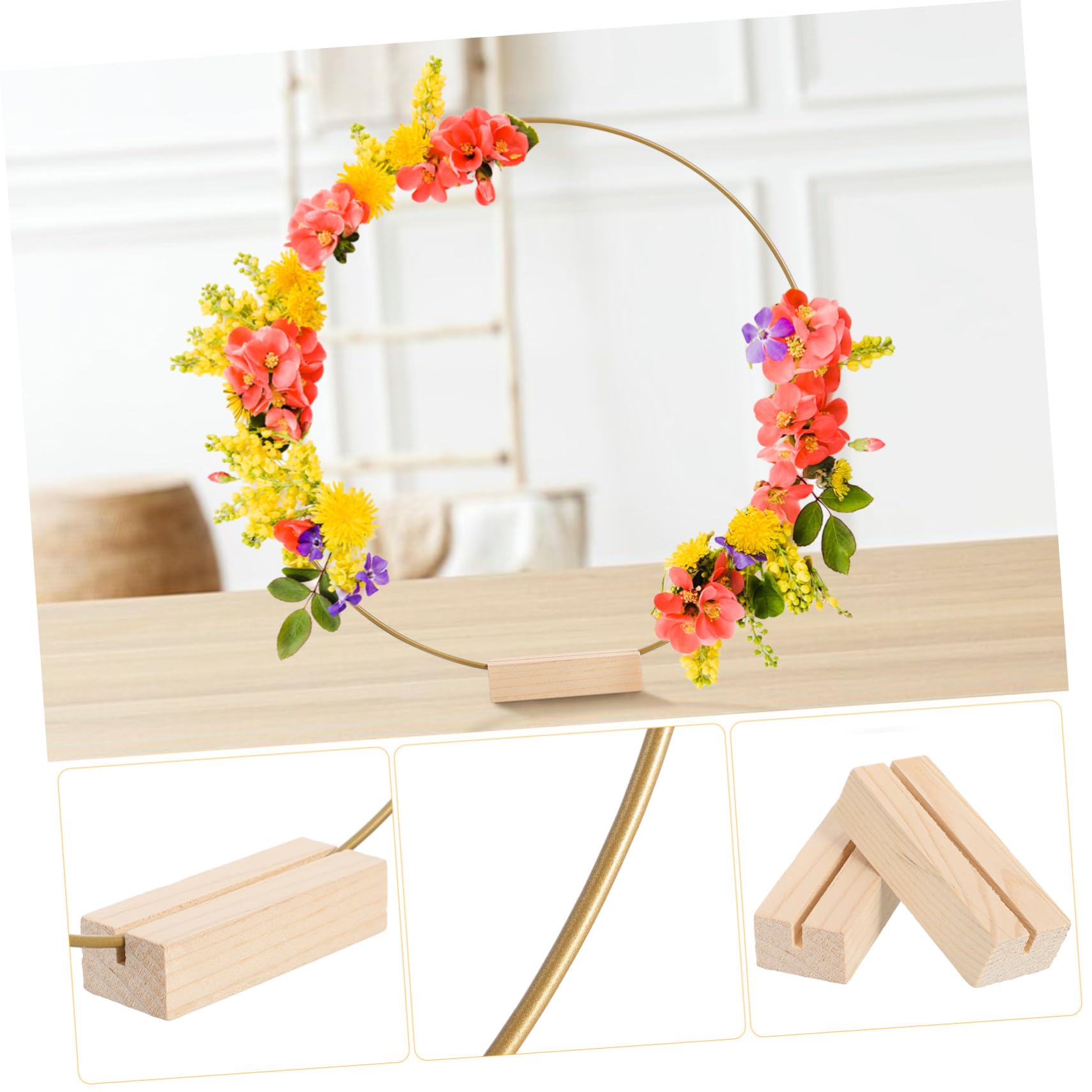 BESTYASH Anillos de Macramé Metálicos 30 Cm con Base de Madera, 10 Piezas, Aros para Manualidades y Centros de Mesa, Decoración para Bodas y Eventos, Soporte Decorativo para Flores