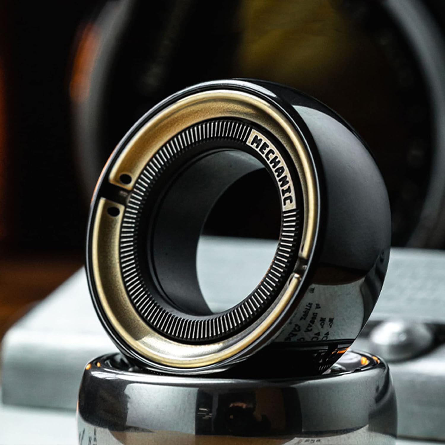 Lautie Mechanic Paragraph Spinners Ring Fidget EDC Rings Toggle Slider Toy Finger Decompression Toy, Stainless Steel Model C