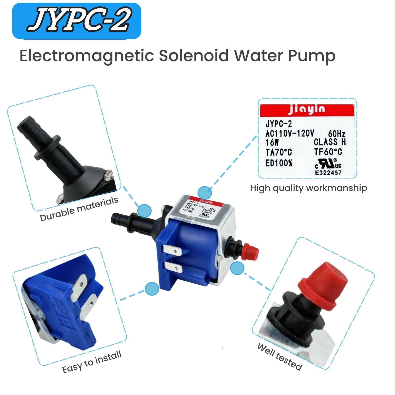 Pompe à Solénoïde JYPC-4 Pour Nettoyeur Vapeur - 220V 22W - Pièce Neuve D'origine