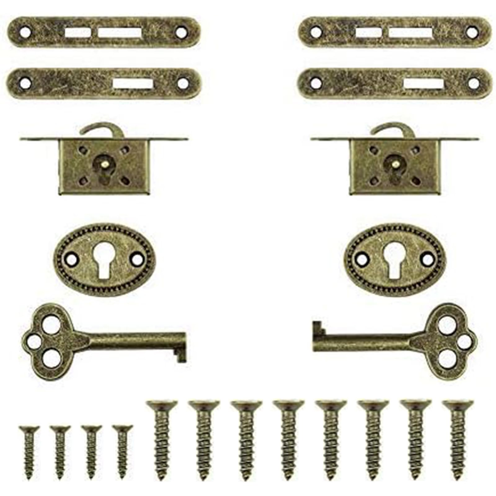 Increway Bronze Antique Cabinet Locks, 2 Sets Exquisite Decorative Jewelry Box Lock With Keys Zinc Alloy Durable Small Locks For Furniture Cupboard(Bronze)