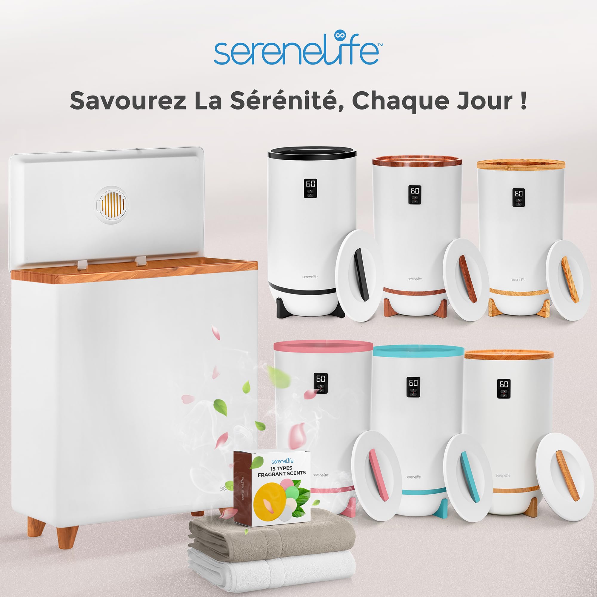 SereneLife Chauffe-serviettes de Luxe Rectangulaire - Chauffe Spa & Salle de Bain avec Parfum Personnalisé, Arrêt Automatique, Accueille 2 Grandes Serviettes, Couvertures, Peignoirs, Pyjamas - Cadeau
